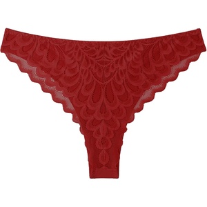 Avidlove Womens Underwear Sexy Lace Panties Cheeky No Show Bikini Panty(Wine Red)