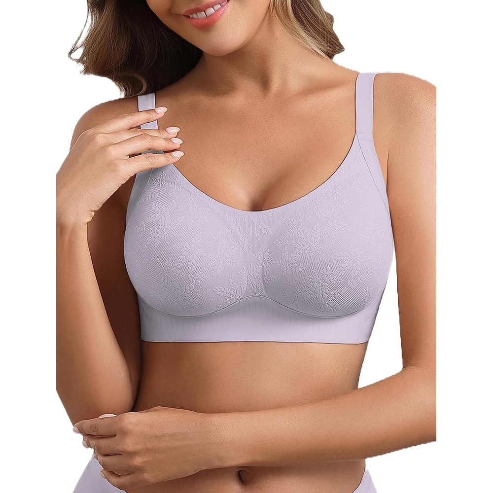 image:imageAvidlove Bras for Women No Underwire Lace Seamless Bralette Jelly Wireless Bras Full Coverage Tshirt Everyday BrasLavender