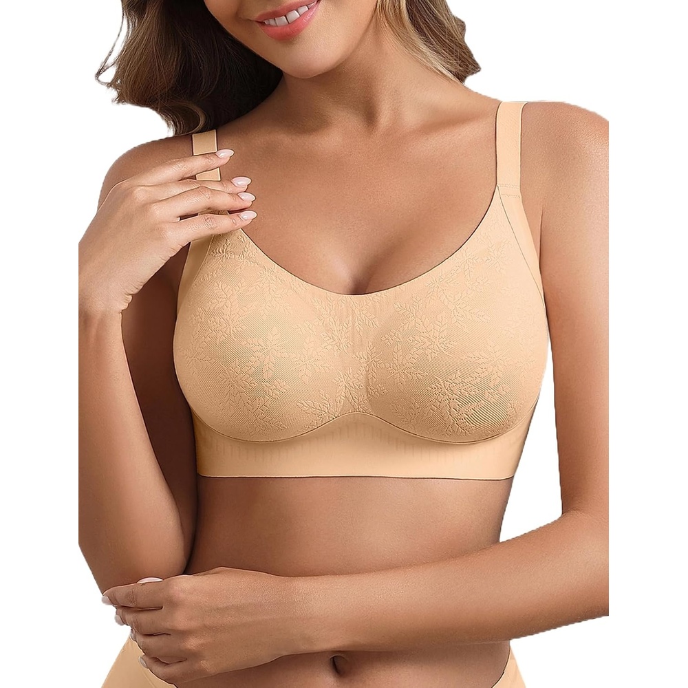 image:imageAvidlove Bras for Women No Underwire Lace Seamless Bralette Jelly Wireless Bras Full Coverage Tshirt Everyday BrasNude