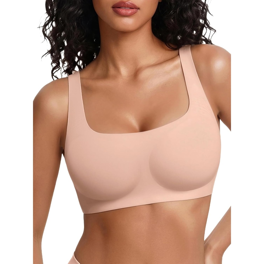 image:imageAvidlove Bras for Women Wireless Comfortable Bra Supportive No Underwire Bras Tshirt Push Up Bralettes Jelly Dot Seamless BraNude