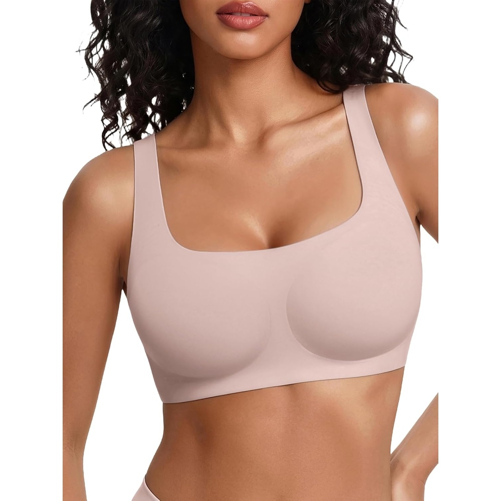 image:imageAvidlove Bras for Women Wireless Comfortable Bra Supportive No Underwire Bras Tshirt Push Up Bralettes Jelly Dot Seamless BraPink