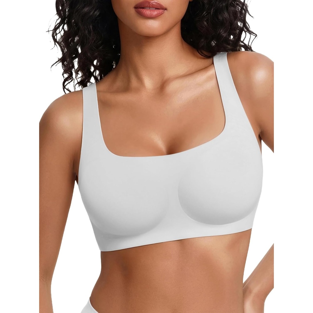 image:imageAvidlove Bras for Women Wireless Comfortable Bra Supportive No Underwire Bras Tshirt Push Up Bralettes Jelly Dot Seamless BraWhite