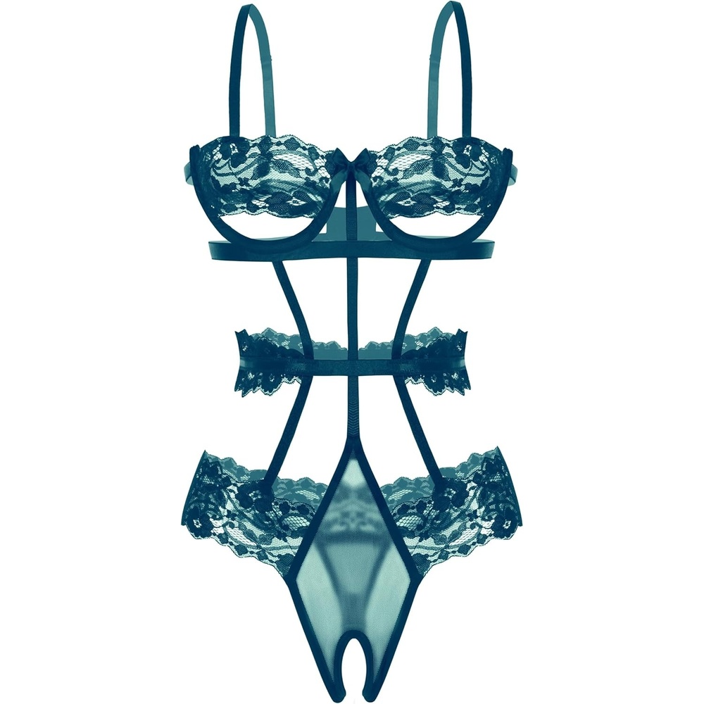 image:imageAvidlove Lingerie For Women Lace Bodysuit Strappy Underwired Babydoll Sleepwear One Piece Body SuitPeacock Blue
