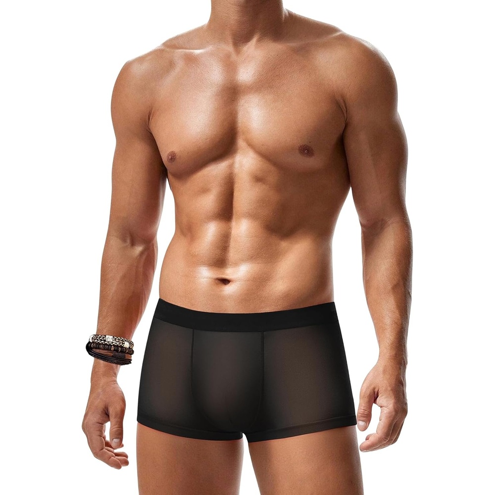 image:imageAvidlove Mens Underwear Trunk Breathable Mesh Boxer Briefs Sexy Lingerie Boxer Shorts for MenBlack