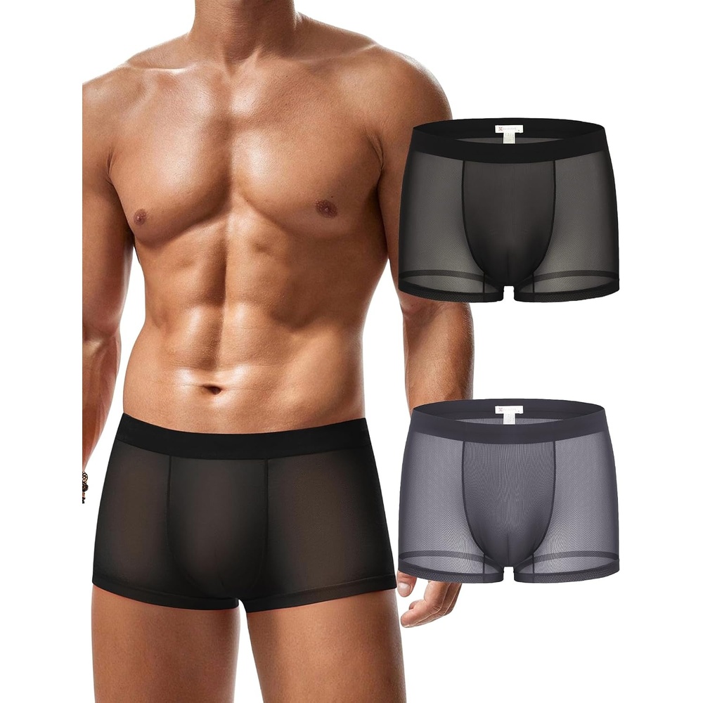 image:imageAvidlove Mens Underwear Trunk Breathable Mesh Boxer Briefs Sexy Lingerie Boxer Shorts for MenBlackGrey