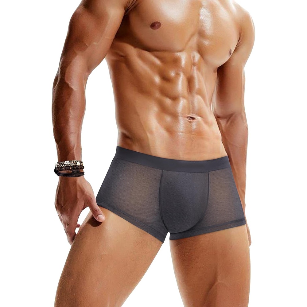 image:imageAvidlove Mens Underwear Trunk Breathable Mesh Boxer Briefs Sexy Lingerie Boxer Shorts for MenDeep Grey