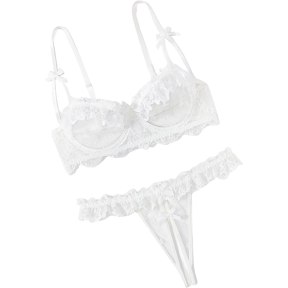 image:imageAvidlove Sexy Lingerie Set for Women Underwire Push Up Lace Bra Panty Lingerie SetWhite