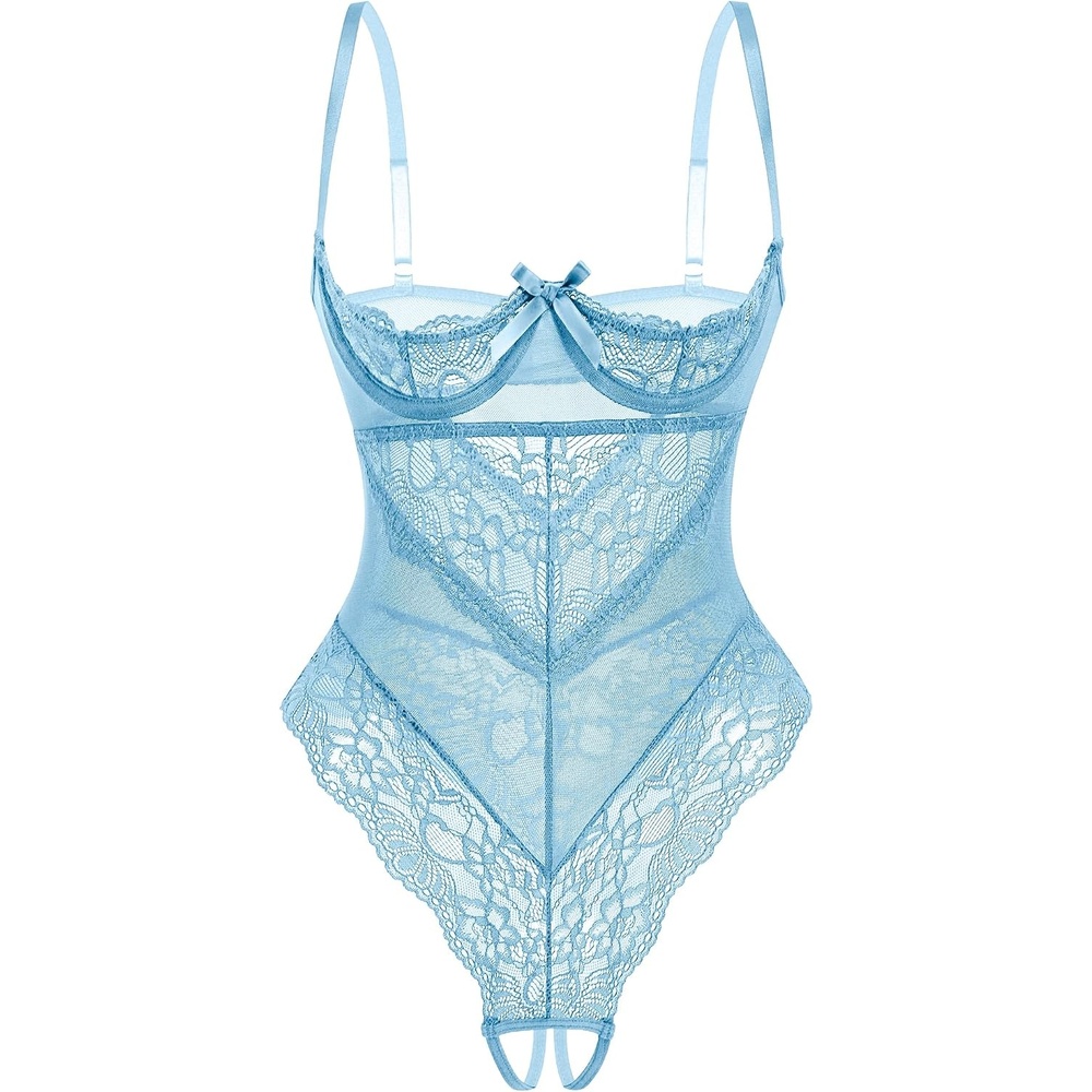 image:imageAvidlove Sexy Lingerie for Women with Underwire Lace Teddy Lingerie Bodysuit One Piece Babydoll NightgownLight Blue