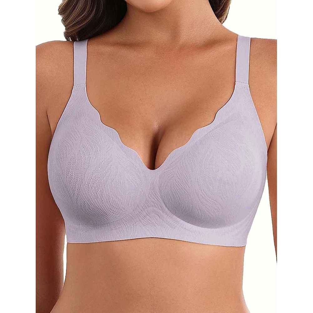 image:imageAvidlove Wireless Bras for Women Seamless Bra BDD S3XL  V Neck Wirefree Padded Comfort Everyday Tshirt Bra No UnderwireLight Purple