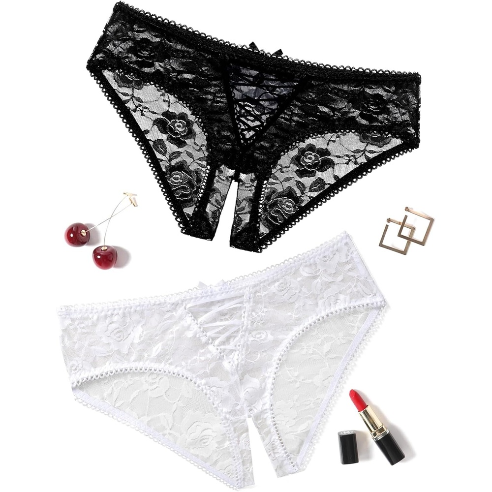 image:imageAvidlove Women Lace Panties Floral Lace Briefs Sexy Hollow Out Underwear Crisscross Strappy BoyshortsBlackwhite