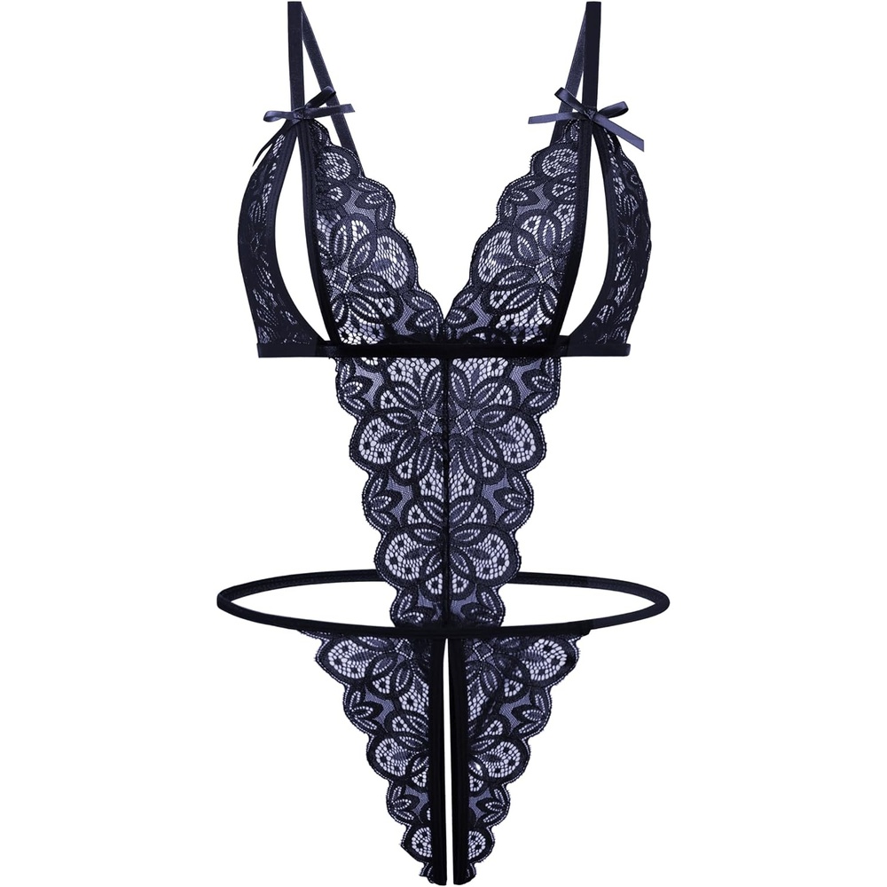 image:imageAvidlove Women Lingeries Deep V Teddy Lingerie Sexy Lace Bodysuit One Piece Mini BabydollNavy Blue
