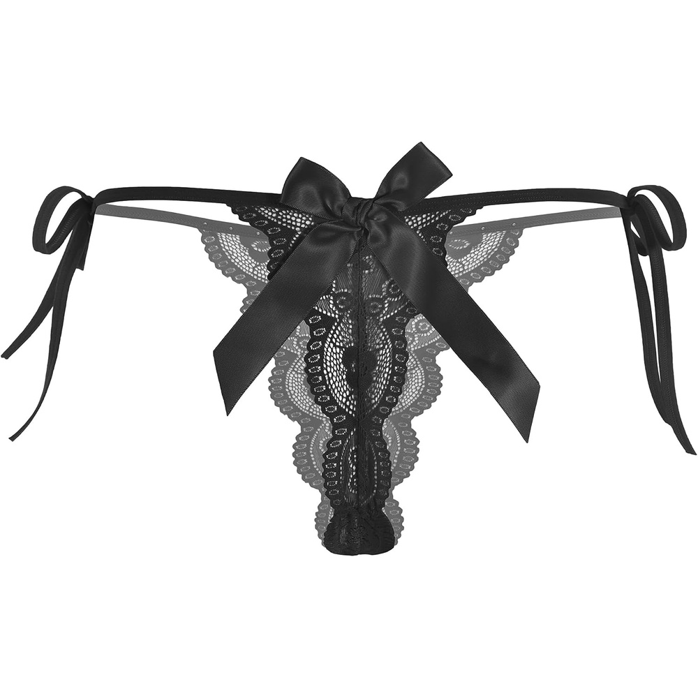 image:imageAvidlove Womens Lace Panties T Back Underwear Sexy Gstring Thong VShape Floral Lace Tangas With Bow And PearlBlack