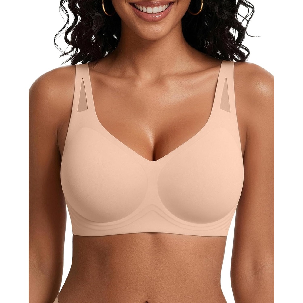 image:imageAvidlove Womens No Underwire Bras Full Coverage Wireless Bra Seamless Mesh Push Up Bralette ComfortableNude