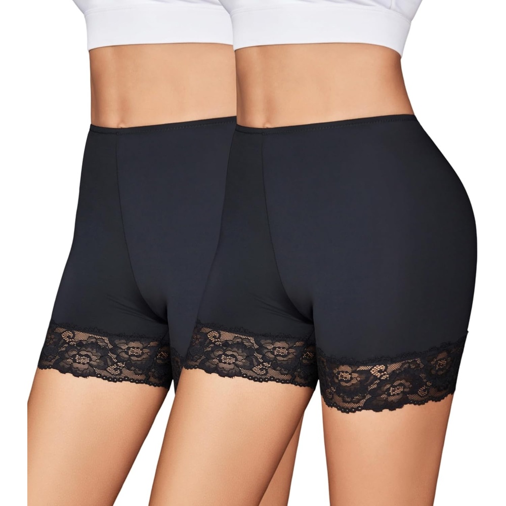 image:imageAvidlove Womens Under Shorts for Dresses Seamless Anti Chafe Underwear Smooth Boyshorts Lace Slip Shorts for WomenBlack2