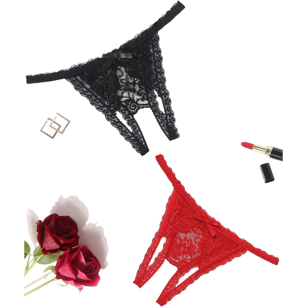 image:imageLace Panties for Women Sexy Underwear Low Rise Briefs Floral Thong Panties  Lightweight Ladies Briefs Hollow Outsheer pantybreathabledate nightWeddingchristmashalloweendailywearRedblack