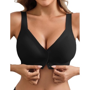 Avidlove Bras for Women No Underwire Front Closure Bra Seamless Bralette Full Coverage Everyday Bras Wireless Brassiere(Black)