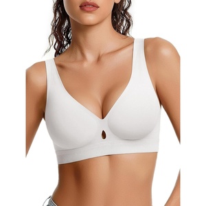 Avidlove Bras for Women V Neck Wireless Comfortable Bra Supportive No Underwire Bras Tshirt Push Up Bralettes Seamless Bra(White)