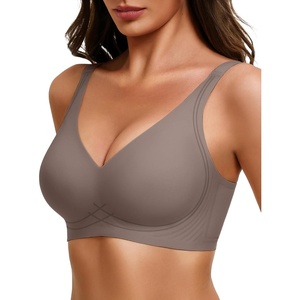 Avidlove Jelly Bras for Women No Underwire Seamless Push Up Bralettes Deep V Comfort Bra Full Coverage T Shirt Everyday Bras(Grey)