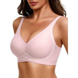 Avidlove Jelly Bras for Women No Underwire Seamless Push Up Bralettes Deep V Comfort Bra Full Coverage T Shirt Everyday Bras(Pink)