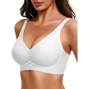 Avidlove Jelly Bras for Women No Underwire Seamless Push Up Bralettes Deep V Comfort Bra Full Coverage T Shirt Everyday Bras(White)