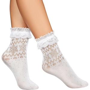 Avidlove Lace Ruffle Frilly Socks for Women – Fashion Ladies Princess Lace Ankle Socks(White1-1 Pairs)