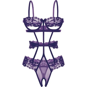 Avidlove Lingerie For Women Lace Bodysuit Strappy Underwired Babydoll Sleepwear One Piece Body Suit(Purple)