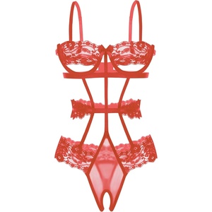 Avidlove Lingerie For Women Lace Bodysuit Strappy Underwired Babydoll Sleepwear One Piece Body Suit(Red)