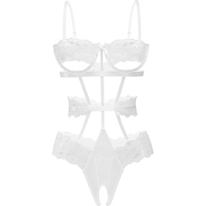 Avidlove Lingerie For Women Lace Bodysuit Strappy Underwired Babydoll Sleepwear One Piece Body Suit(White)