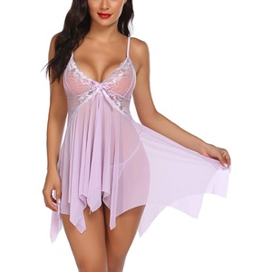 Avidlove Lingerie for Women Lace Babydoll Sleepwear Boudoir Outfits Plus Size Langeray XS-5XL(Pink Purple)
