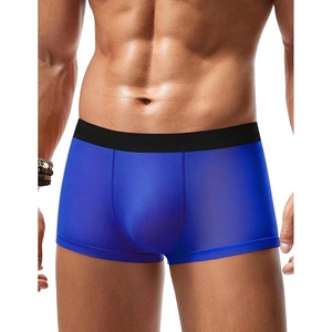 Avidlove Mens Underwear Trunk Breathable Mesh Boxer Briefs Sexy Lingerie Boxer Shorts for Men(Blue)