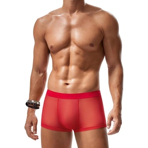 Avidlove Mens Underwear Trunk Breathable Mesh Boxer Briefs Sexy Lingerie Boxer Shorts for Men(Red)