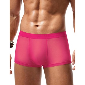 Avidlove Mens Underwear Trunk Breathable Mesh Boxer Briefs Sexy Lingerie Boxer Shorts for Men(Rose Pink)