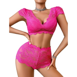 Avidlove Sexy Lingerie Set for Women Lace Bra and Panty Sets Push Up Lace Sheer Set Outfits(Dark Red)