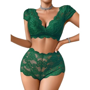 Avidlove Sexy Lingerie Set for Women Lace Bra and Panty Sets Push Up Lace Sheer Set Outfits(Green)