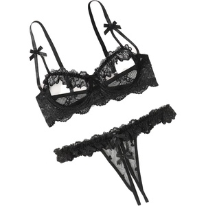 Avidlove Sexy Lingerie Set for Women Underwire Push Up Lace Bra Panty Lingerie Set(Black)