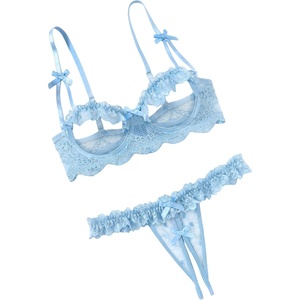 Avidlove Sexy Lingerie Set for Women Underwire Push Up Lace Bra Panty Lingerie Set(Light Blue)