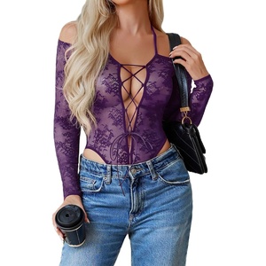 Avidlove Sexy Lingerie for Women Lace Teddy Lingerie Bodysuit Cut Out One Piece Bodysuit Mini Babydoll(Purple)