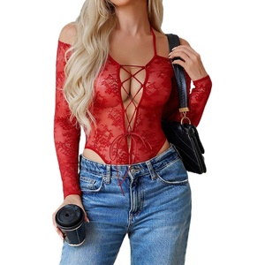 Avidlove Sexy Lingerie for Women Lace Teddy Lingerie Bodysuit Cut Out One Piece Bodysuit Mini Babydoll(Red)