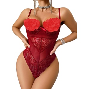 Avidlove Sexy Lingerie for Women with Underwire Lace Teddy Lingerie Bodysuit One Piece Babydoll Nightgown(Burgundy Red)