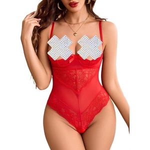 Avidlove Sexy Lingerie for Women with Underwire Lace Teddy Lingerie Bodysuit One Piece Babydoll Nightgown(Red)