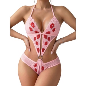 Avidlove Women Deep V Lingerie Lace Teddy One Piece Babydoll Mini Bodysuit(Sa2)