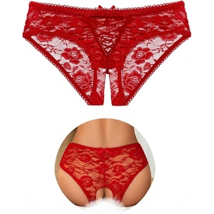 Avidlove Women Lace Panties Floral Lace Briefs Sexy Hollow Out Underwear Crisscross Strappy Boyshorts(Red)
