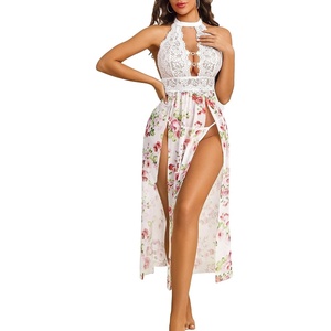 Avidlove Women Lingerie Lace Babydoll Nightdress Sexy Chemise Nightgown V Neck Nightdress Sleepwear(White Floral)