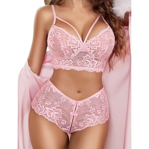 Avidlove Women Lingerie Sets Sexy Lace Bra and Panty Sets 2 Piece Lace Babydoll Outfits | Sexy Lingerie Naughty Outfits,sheer underwear,V neck,Adjustable straps,matching lingerie set,Soft and comfortable(Brignt Pink)