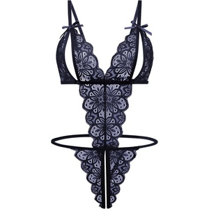Avidlove Women Lingeries Deep V Teddy Lingerie Sexy Lace Bodysuit One Piece Mini Babydoll(Navy Blue)