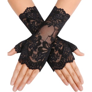 Avidlove Women Short Lace Glove Fingerless Sunblock Wrist Gloves Gothic | Exquisite Stretch Lace for All-day Comfort,Perfect for Opera Evening Wedding Tea Party Prom Cosplay Gothic Clothes 1920s(Black)