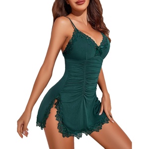 Avidlove Womens Lingerie Nightgowns for Women Soft Sexy Ruched Babydoll Lingerie(Green)