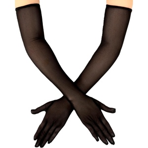 Avidlove Women’s Long Sheer Gloves Tulle Mesh Gloves 1920s Wedding Opera Tea Party Dance Glove(Black B)