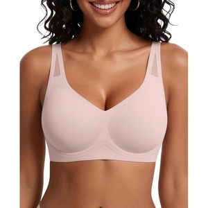 Avidlove Womens No Underwire Bras Full Coverage Wireless Bra Seamless Mesh Push Up Bralette Comfortable(Pink)