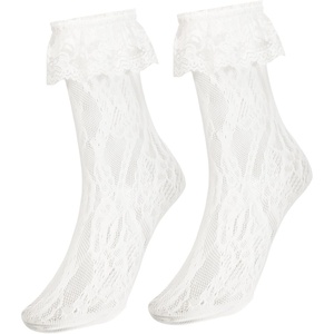 Avidlove Women’s Ruffle Cuff Lace Anklet Socks Sexy Lolita Lacy Casual Socks for Dates Parties(White-2 Pack)